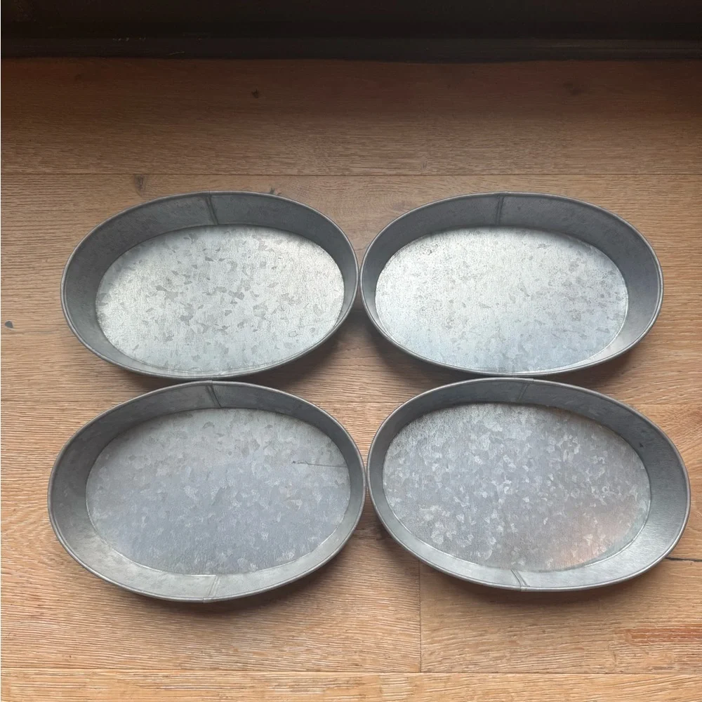 🔥CRATE & BARREL🔥Galvanized Metal Oval Hot Dog Baskets lot o4/ 3 lots Price Firm